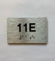 Apartment Number Sign Unit 11E with Raised Letters & Grade 2 Ada Sign