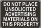 DO NOT Place UNSOLICITED Advertisement Material ON This Property Sign
