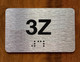 Apartment Number 3Z Braille Sign