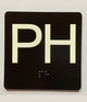 PH With Sign with Raised Letters Braille Sign