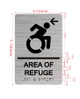 Area Of Refuge Left Arrow With Sign with Raised Letters Hpd Sign