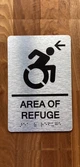 Area Of Refuge Left Arrow With Sign with Raised Letters Safety Sign