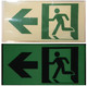 RUNNING MAN DOWN LEFT ARROW EXIT Sign -Adhesive Sign (Photoluminescent ,High Intensity
