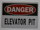 Danger Elevator Pit SIGNAGE (Aluminium Reflective, White)