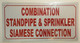 Combination Standpipe & Sprinkler Siamese Connection FIRE DEPT SIGNAGE