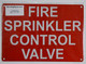 FIRE Sprinkler Control Valve SIGNAGE