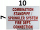 Combination Standpipe Sprinkler System FIRE Department Connection SIGNAGE