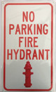 NO PARKING FIRE HYDRANT Sign