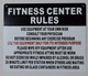 Fitness Center Rules Sign-Horizontal (White,Aluminium )