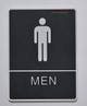 ADA Men Accessible Restroom Signage with Braille and Double Sided Tap -Tactile Signages  The Leather Sheffield ADA line  Braille Signage