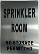 Sprinkler Room Sign (Brushed Aluminium,) Potere d'argento Line