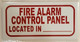 SIGN FIRE ALARM CONTROL PANEL LOCATED IN