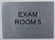 EXAM Room 5 Sign with Tactile Text and Braille Sign -Tactile Signs The Sensation line Ada sign