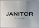 Janitor SIGN Braille Sign with Raised Tactile Graphics and Letters-(Aluminium, Brush Silver,Size 5X7) The Sensation line