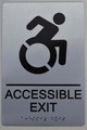 NYC Accessible EXIT Sign-Tactile Signs  -(Aluminium, Brush Silver,Size 6x9) The Sensation line