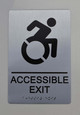 NYC Accessible EXIT Sign-Tactile Signs  -(Aluminium, Brush Silver,Size 6x9) The Sensation line
