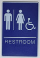 Braille sign Restrooms Sign- BLUE- BRAILLE - The deep Blue ADA line