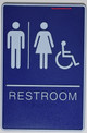 Ada Sign Restrooms Sign- BLUE- BRAILLE - The deep  Blue ADA line Blue