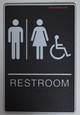 Restrooms Sign- BLACK- BRAILLE - The Standard ADA line Braille sign