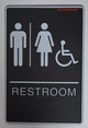 Ada Sign Restrooms Sign- BLACK- BRAILLE - The Standard ADA line Black