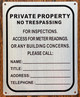 PRIVATE PROPERTY NO TRESPASSING SIGN