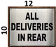 ALL DELIVERIES IN REAR SIGN