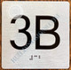 Apartment Number 3B Signage with Braille and Raised Number