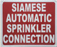 Sign Siamese Automatic Sprinkler Connection