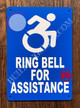 Signage ADA Ring Bell for Assistance with Symbol