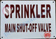 Sprinkler Main Shut-Off Valve Sign