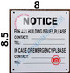 Building Contact Information Sign (White, Aluminium, 8.5X8 INCH)