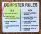 Signage Dumpster Rules