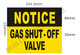 Signage Notice Gas Shut Off Valve