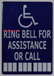 ADA-Ring Bell for Assistance OR Call with Symbol Sign -The Pour Tous Blue LINE -Tactile Signs   Braille sign