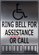 ADA-Ring Bell for Assistance OR Call with Symbol Sign -The Pour Tous Blue LINE -Tactile Signs   Braille sign