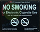 NYC Smoke free Act Sign "No Smoking or Electric cigarette Use"-FOR ESTABLISHMENT -bLACK ROCK LINE