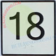 SIGN Elevator Floor Number 18 Sign- Elevator JAMB Plate Floor 18