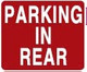 Parking in Rear Sign