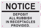 Notice deposit all ruBlack Backroundish in recetacles