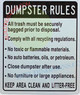 DUMPSTER RULES KEEP AREA CLEAN SIGN