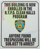 Signage NYPD CLEAN HALLWAYS