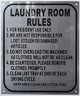 LAUNDRY ROOM RULES SIGN (10X12 WHITE BRUSH SILVER,ALUMINUM) -ref16822