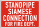 STANDPIPE SIAMESE CONNECTION FOR FIRE DEPARTMENT SIGN (10X12,RED,ALUMINUM)