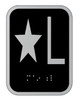 Elevator floor number Star L sign- Elevator Jamb Plate Star L ( 3x4, cast Iron, Black, Double sided tape) -ref17222