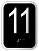 Elevator floor number 11 sign- Elevator Jamb Plate 11 ( 3x4, cast Iron, Black, Double sided tape) -ref17222