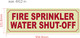 Photoluminescent FIRE SPRINKLER WATER SHUT-OFF Signage