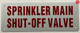 SPRINKLER MAIN SHUT-OFF VALVE Signage