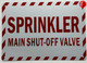 SPRINKLER MAIN SHUT-OFF VALVE Signage