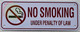 NO Smoking Under Penalty of Law Signage