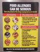 Restaurant Food Allergies sign - Restaurant food allergies poster